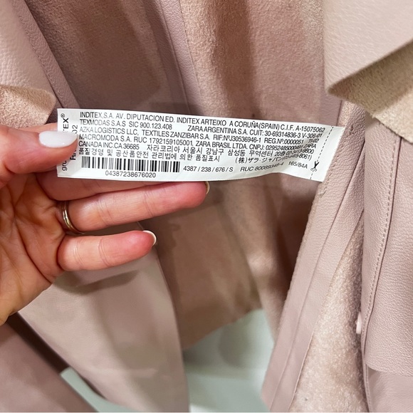 ZARA Blush Pink Faux Leather Jacket Size small - Picture 5 of 12